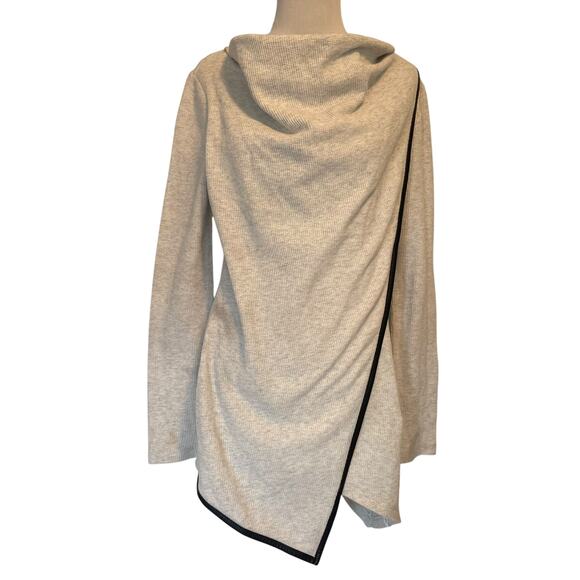 MNY Marc New York Draped Asymmetrical Tunic Womens Medium Gray Thermal Top - Picture 2 of 7